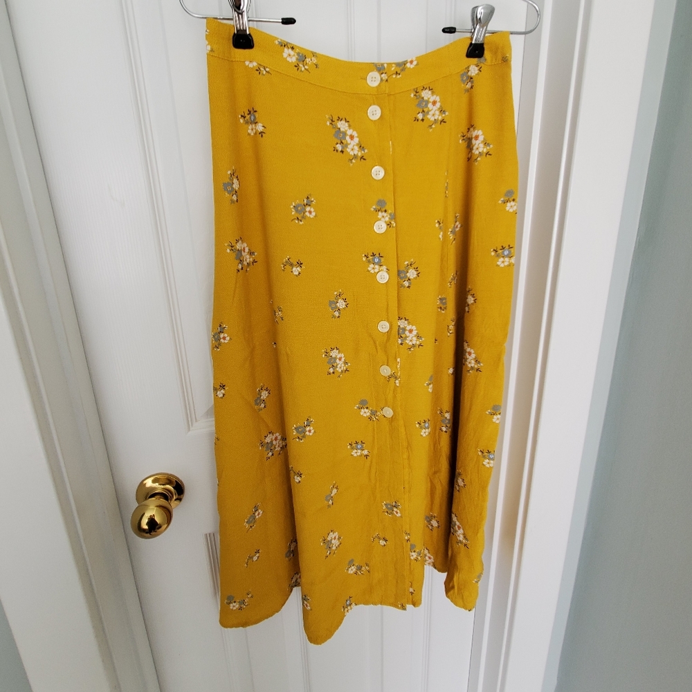 GAP Mustard Yellow Floral Maxi Skirt